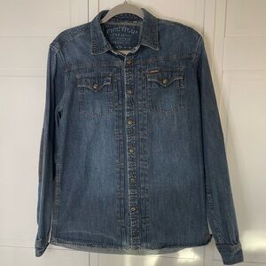 Firetrap Western Style Denim Button Down Shirt SzL